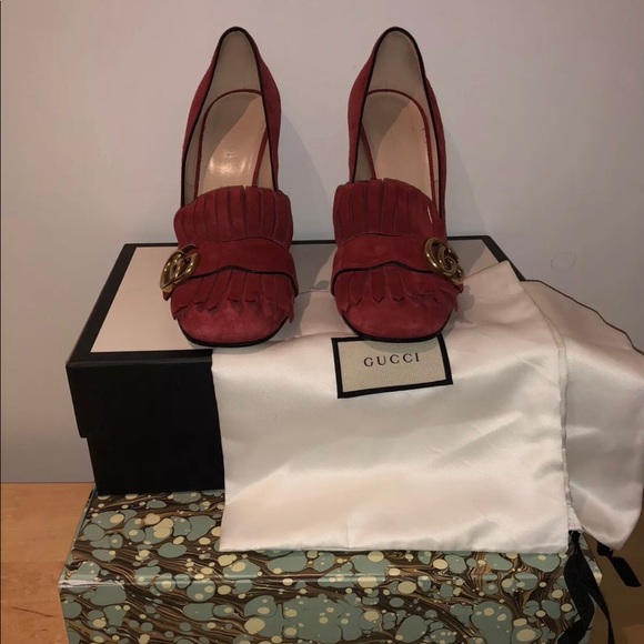 Gucci Marmouth Red Suede Authentic 39 - Picture 1 of 8